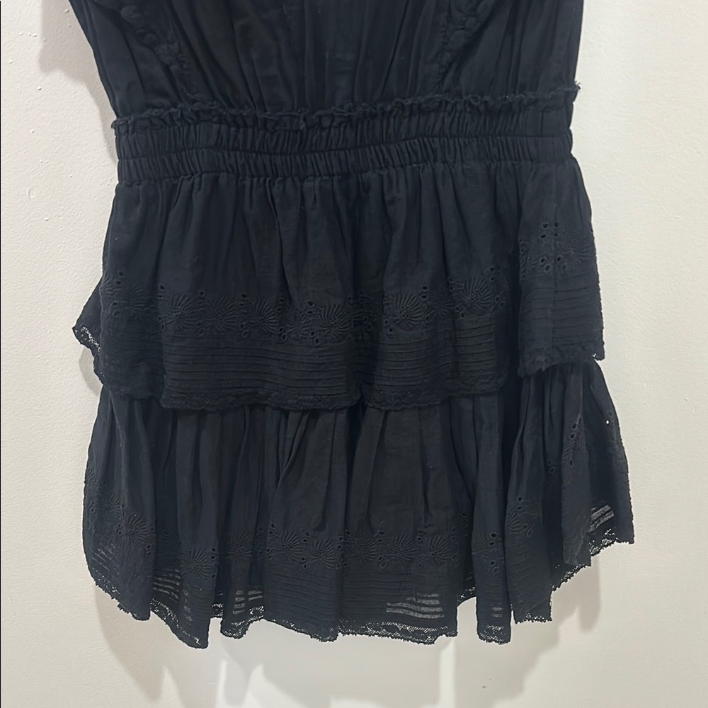 LoveShackFancy Black Ruffled Mini Dress - Picture 10 of 10